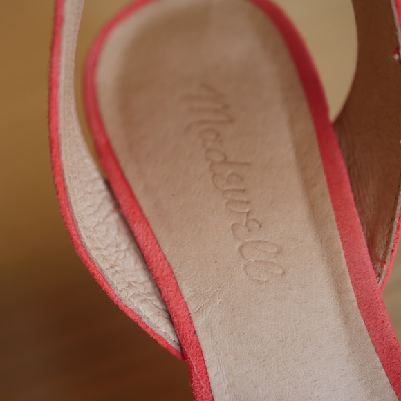 Madewell 6.5 orange red suede chunky heel - Picture 5 of 5